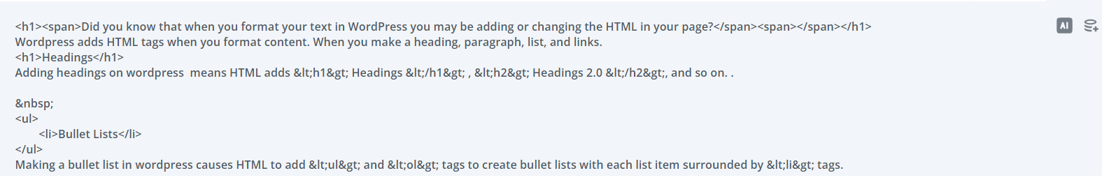 Example WordPress HTML 1