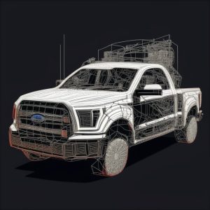 lineprinter arts of an ford f150. Image Generated from artbreeder. 10/20/2024. 0