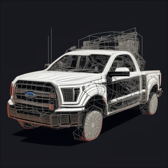 lineprinter arts of an ford f150. Image Generated from artbreeder. 10/20/2024. 0